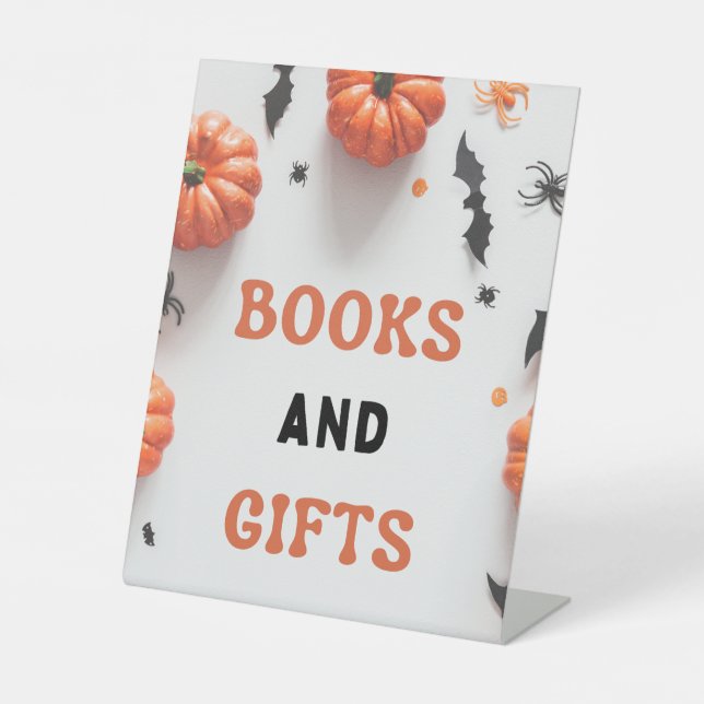 Halloween Baby Dusche eine kleine Boo-Einladung Sockelschild (Vorderseite)