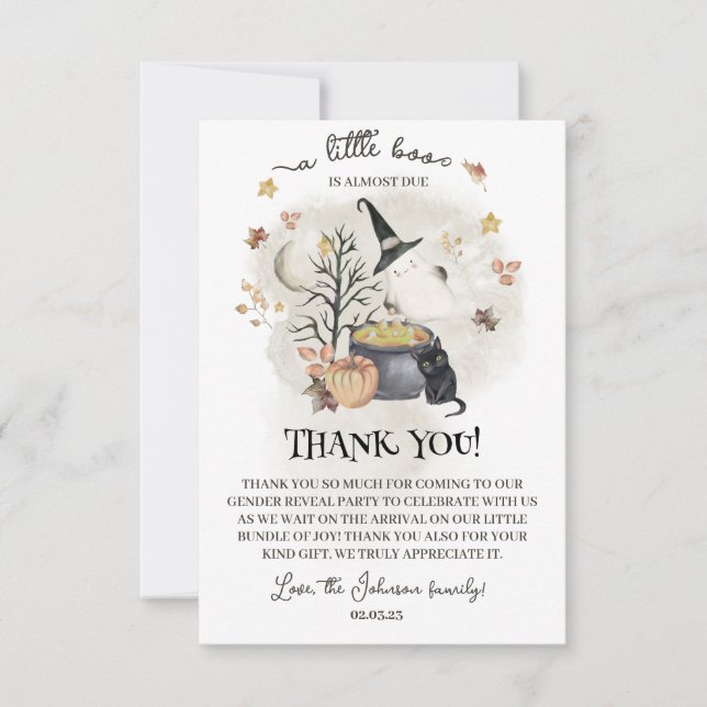 Halloween Baby Dusche ist fast schon ein kleines B Dankeskarte (Vorderseite)