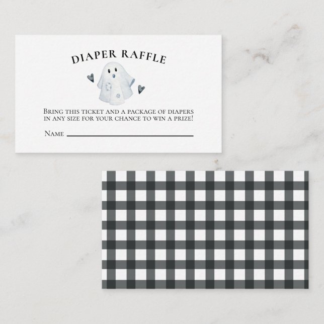 Halloween Baby Dusche Kleiner Boo Diaper Raffle Begleitkarte (Vorne/Hinten)