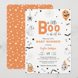 Halloween Baby Dusche Little Boo Orange Einladung