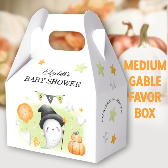 Halloween Baby Dusche Niedlich kleine Boo Medium G Geschenkschachtel (Cute Boo Halloween Medium Gable Favor Boxes - You can choose from 3 sizes of these gable favor boxes)