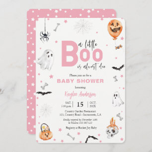 Halloween Baby Dusche Rosa Geist-Mädchen-Einladung Einladung