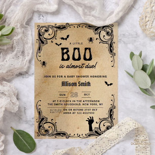 Halloween Baby Dusche Vintag Gothic Little Boo Einladung