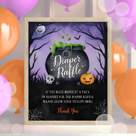 Halloween Baby Dusche Windeln Raffelzeichen Poster