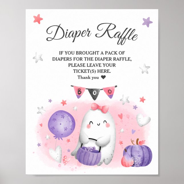 Halloween Baby Duwer Girl Diaper Raffle-Zeichen Poster (Vorne)