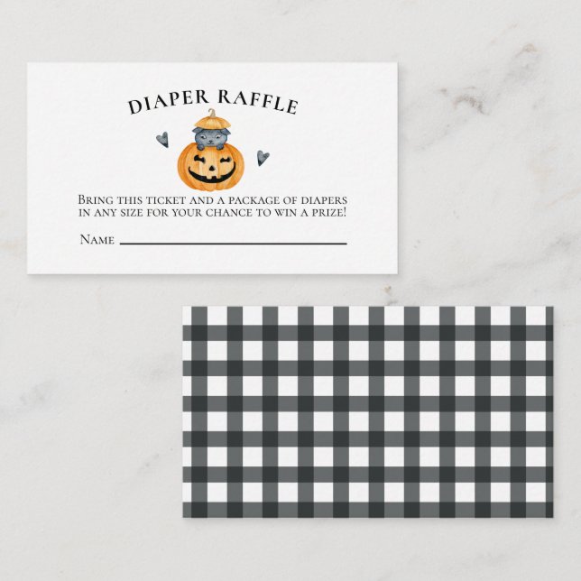 Halloween Baby Duwer Pumpkin Diaper Raffle Begleitkarte (Vorne/Hinten)