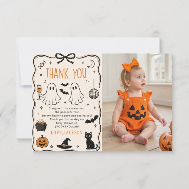 Halloween-Baby-Foto Dankeskarte (Vorderseite)