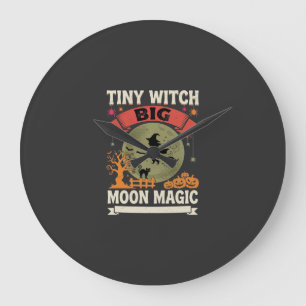 Halloween-Baby-Hexen-Mond-Magie Große Wanduhr