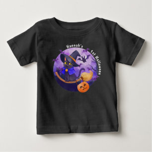 Halloween Baby Niedlich Cat Hexe Personalisierter  T-shirt