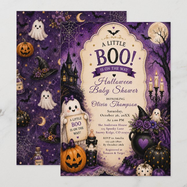 Halloween-Baby-Party Einladung (Vorne/Hinten)