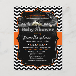 Halloween-Baby-Party-Einladung mit Spinnennetz Einladungspostkarte