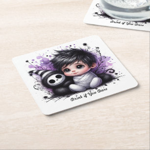 Halloween-Baby-Party – Lila Gothic Baby  Rechteckiger Pappuntersetzer