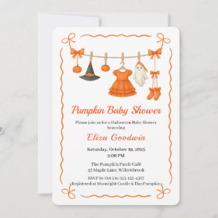Halloween-Baby-Party Mädchen Kleine Hexe Kürbis Einladung