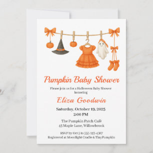 Halloween-Baby-Party Mädchen   Kleine Hexe Kürbis Einladung