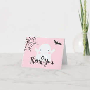 Halloween-Baby-Party Pinker Geist Dankeskarte