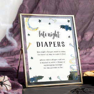 Halloween-Baby-Party-Spätabend-Windeln-Schild Poster