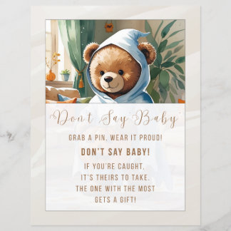 Halloween-Baby-Party-Spiel 'Sag nicht Baby'-Schild