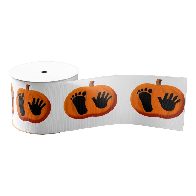 Halloween Baby Pumpkin Prints Ripsband (Spule)