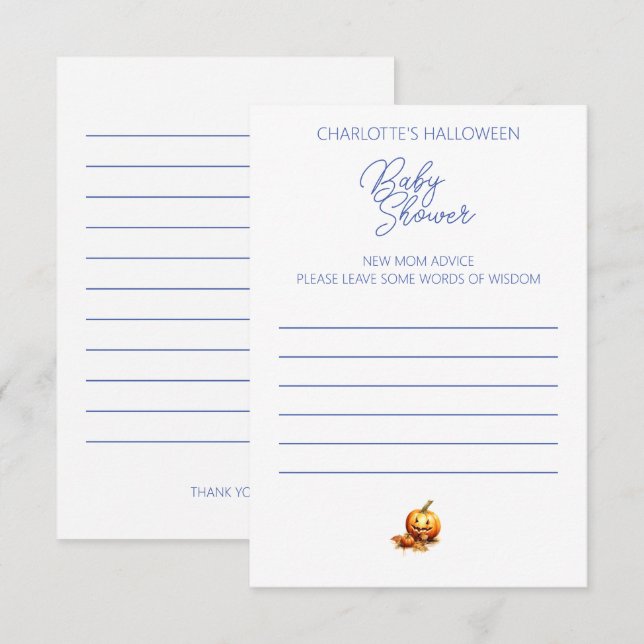 Halloween Baby Shower Advice Ausfüllen Formular Begleitkarte (Vorne/Hinten)