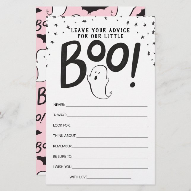 Halloween Baby Shower Advisor Card (Vorne/Hinten)