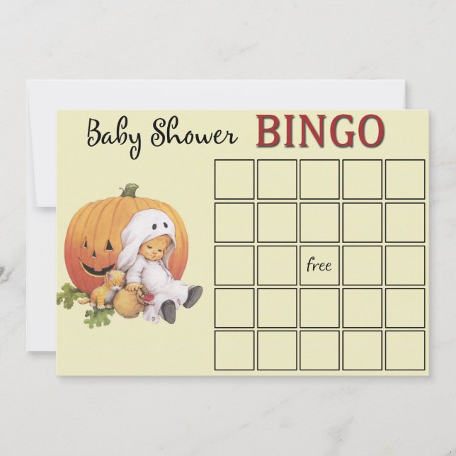 Halloween Baby Shower Bingo Card Einladung (Vorderseite)