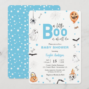 Halloween Baby Shower Blue Ghost Boy Einladung