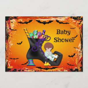 Halloween Baby Shower Boy auf Candy Hexenboot Einladung