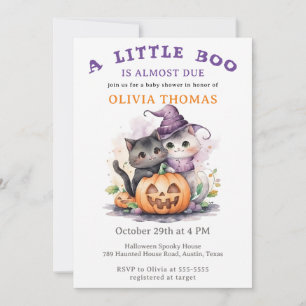 Halloween-Baby-Shower-Einladung Little Boo Katzen Feiertagskarte