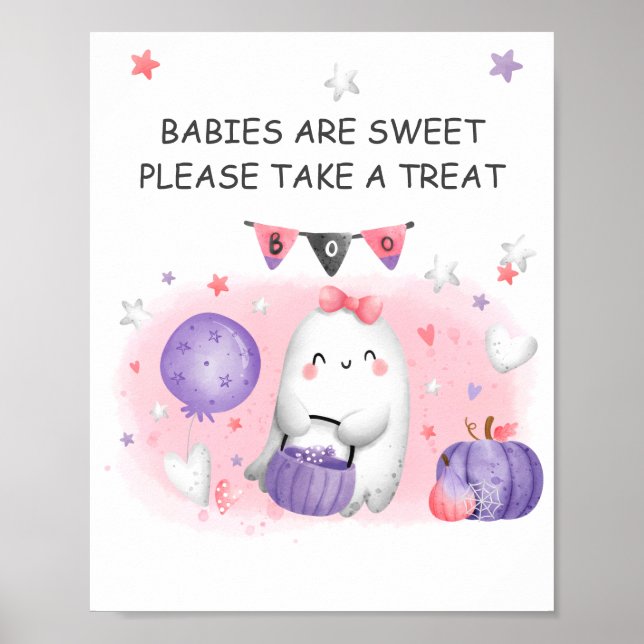 Halloween Baby Shower Girl Fevor Sign Poster (Vorne)