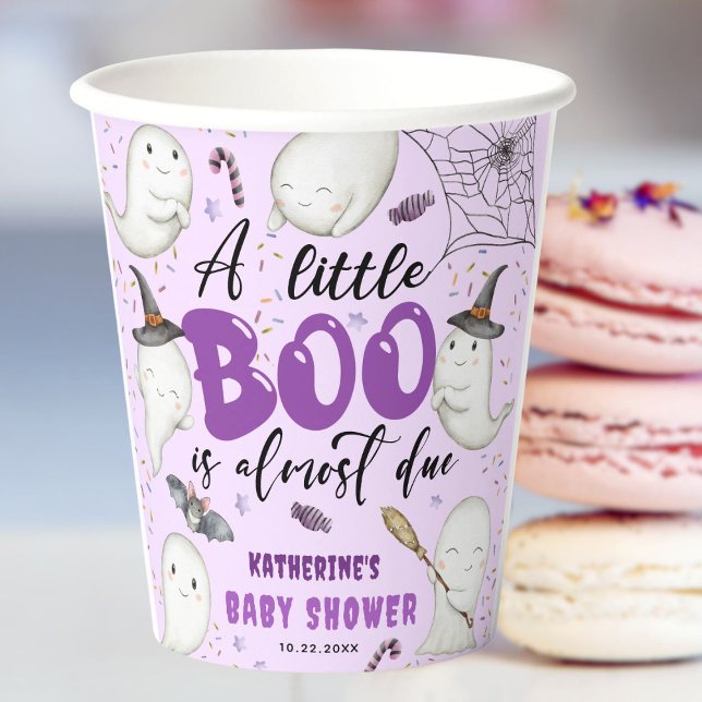 Halloween Baby Shower Girl Lila Little Boo Ghost Pappbecher (Von Creator hochgeladen)