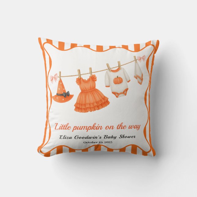 Halloween Baby Shower Girl | Little Hexch Pumpkin Kissen (Vorderseite)