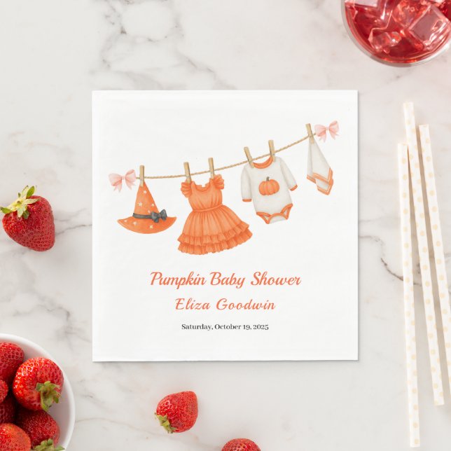 Halloween Baby Shower Girl | Little Hexch Pumpkin Serviette (Beispiel)