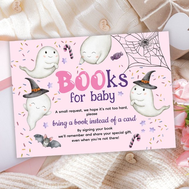 Halloween Baby Shower Girl Pink Books for Baby Begleitkarte (Von Creator hochgeladen)