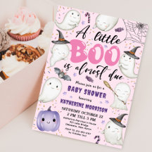 Halloween Baby Shower Girl Pink Little Boo Ghost