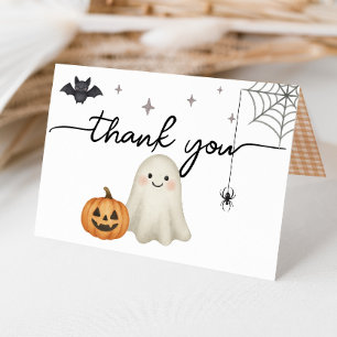 Halloween-Baby-Shower-Karte zum Zusammenfalten mit Dankeskarte