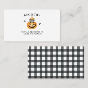 Halloween-Baby-Shower-Kürbis-Registry Begleitkarte