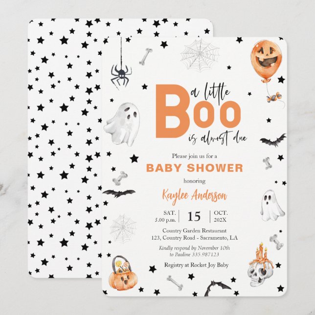 Halloween Baby Shower Little Boo Einladung (Vorne/Hinten)