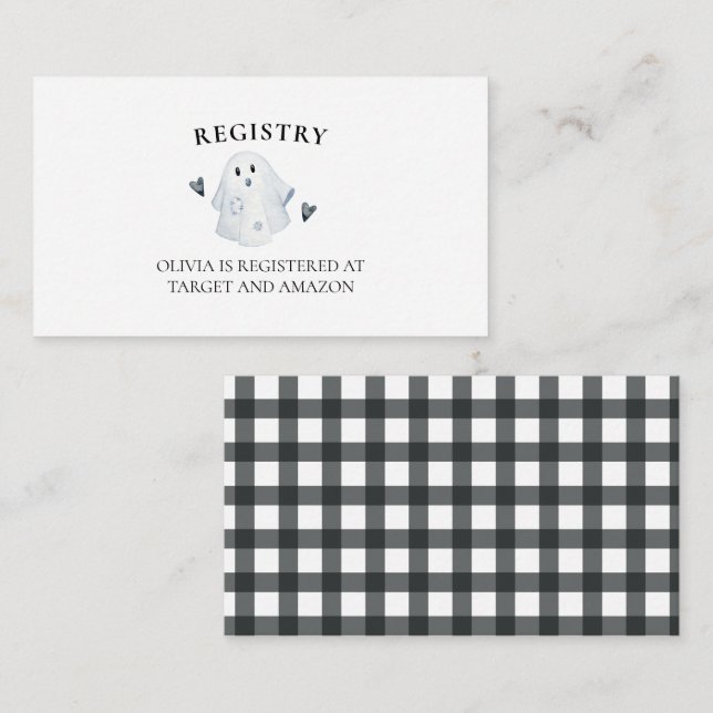 Halloween Baby Shower Little Boo Registry Begleitkarte (Vorne/Hinten)