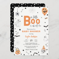 Halloween Baby Shower Little Boo Schwarze Einladun