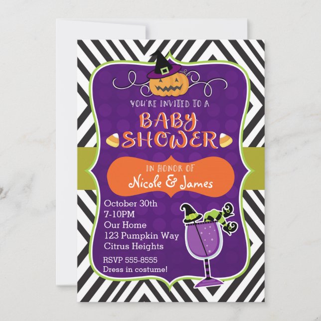 Halloween BABY SHOWER Niedlich Moderne Einladung (Vorderseite)