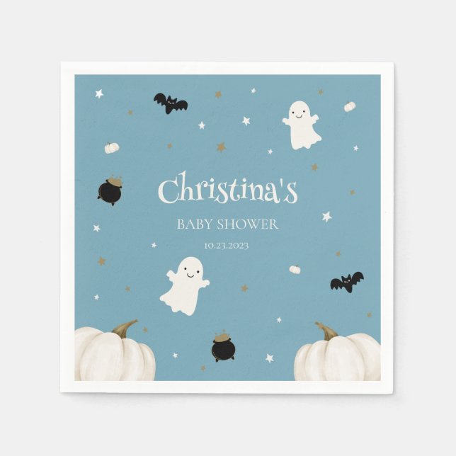 Halloween Baby Shower Pastel Blue Serviette (Vorderseite)