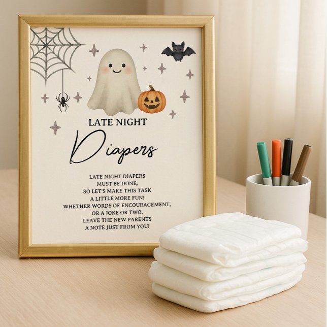 Halloween Baby Shower Spate Night Diapers Budget Flyer (Von Creator hochgeladen)