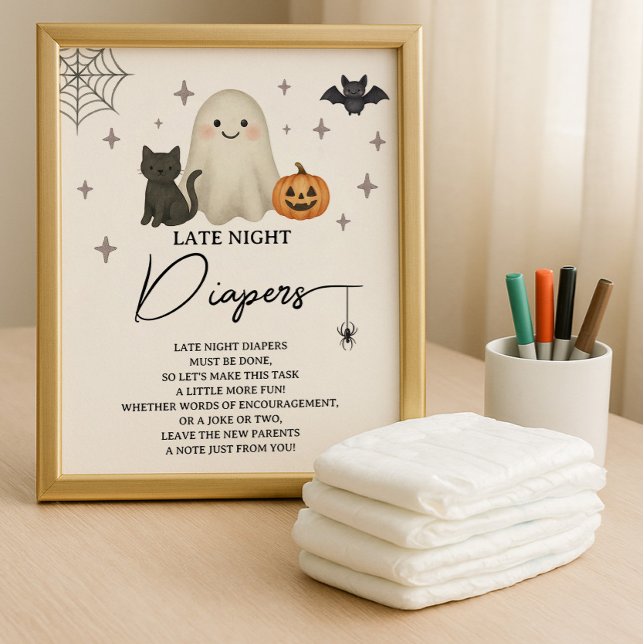 Halloween Baby Shower Spate Night Diapers Budget Flyer (Von Creator hochgeladen)