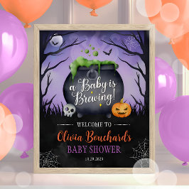 Halloween Baby Shower Willkommensschild wird braue Poster