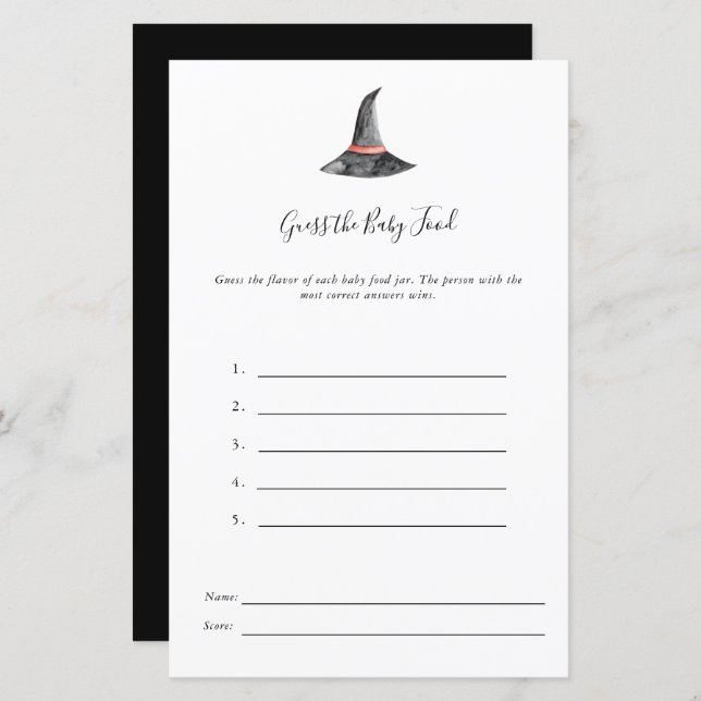 Halloween Baby Showspiel Ratet das Baby Food (Vorne/Hinten)