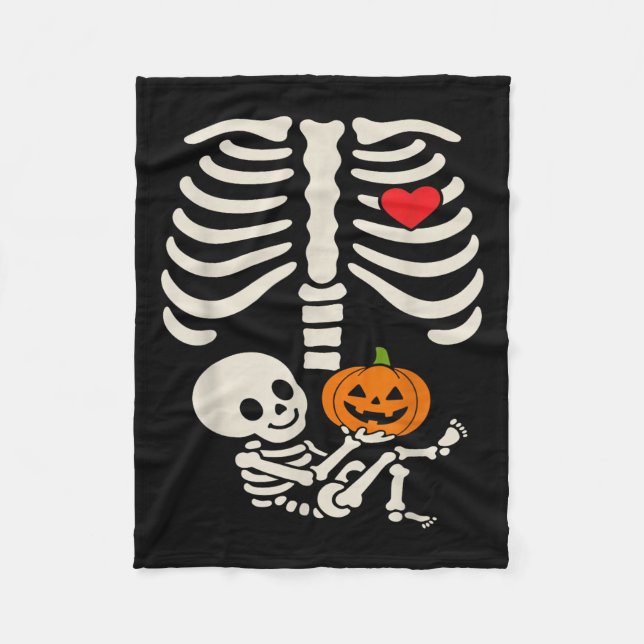 Halloween Baby Skeleton Heart Pregnancy Outfit  Fleecedecke (Vorderseite)