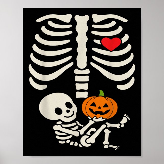 Halloween Baby Skeleton Heart Pregnancy Outfit  Poster (Vorne)
