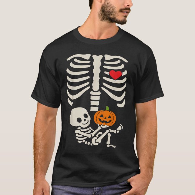 Halloween Baby Skeleton Heart Pregnancy Outfit  T-Shirt (Vorderseite)