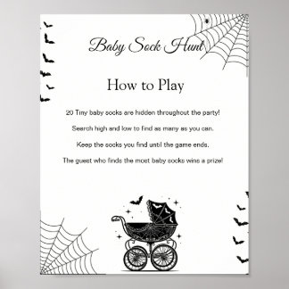 Halloween-Baby-Socken-Suche-Baby-Shower-Spiel-Schi Poster