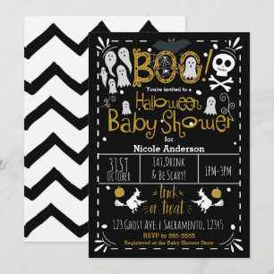 Halloween Babydusche Moderne Whimsikhandgezeichnet Einladung